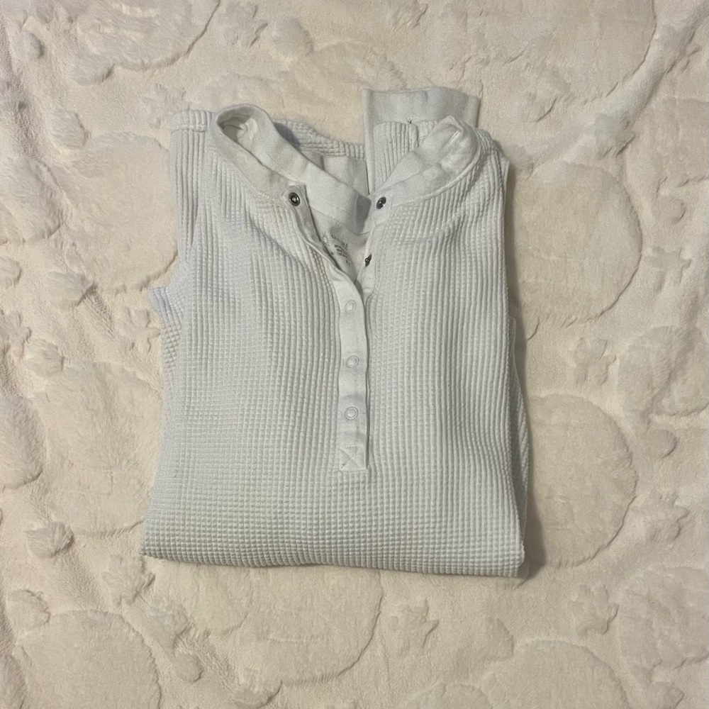 Offline by Aerie Long Sleeve Henley Top: Off white